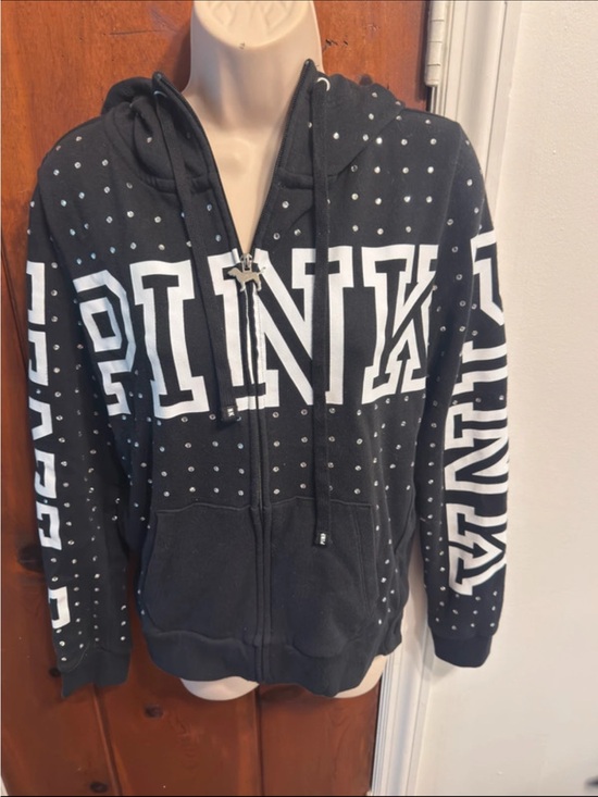 PINK Victoria's Secret Tops - Victoria’s Secret Y2K Rhinestone Bling Hoodie Sweatshirt Size Medium